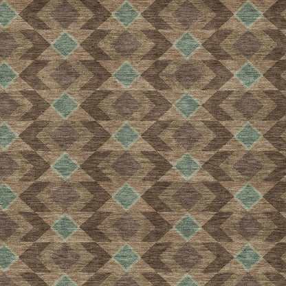 10' X 14' Chocolate And Navy Blue Geometric Washable Indoor Outdoor Area Rug HomeRoots