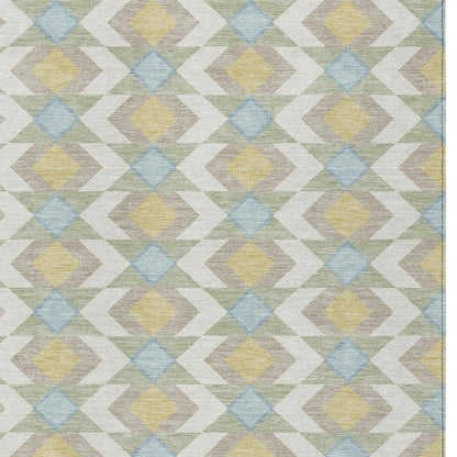 9' X 12' Ivory And Saffron Geometric Washable Indoor Outdoor Area Rug HomeRoots
