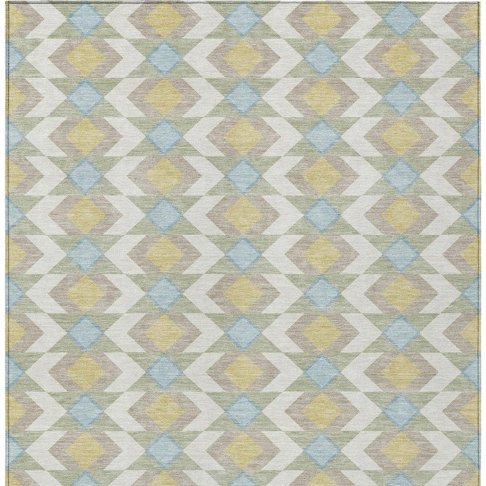 9' X 12' Ivory And Saffron Geometric Washable Indoor Outdoor Area Rug HomeRoots