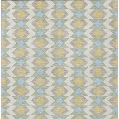 9' X 12' Ivory And Saffron Geometric Washable Indoor Outdoor Area Rug HomeRoots