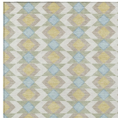 9' X 12' Ivory And Saffron Geometric Washable Indoor Outdoor Area Rug HomeRoots