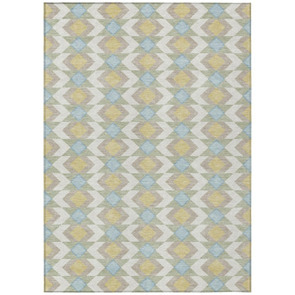 9' X 12' Ivory And Saffron Geometric Washable Indoor Outdoor Area Rug HomeRoots
