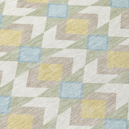 9' X 12' Ivory And Saffron Geometric Washable Indoor Outdoor Area Rug HomeRoots