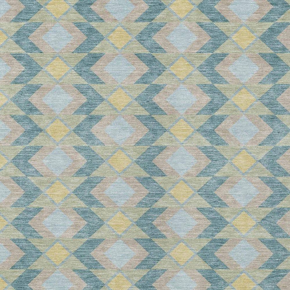 3' X 5' Teal Blue And Graphite Geometric Washable Indoor Outdoor Area Rug — view 8