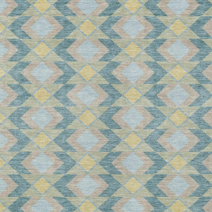 3' X 5' Teal Blue And Graphite Geometric Washable Indoor Outdoor Area Rug HomeRoots