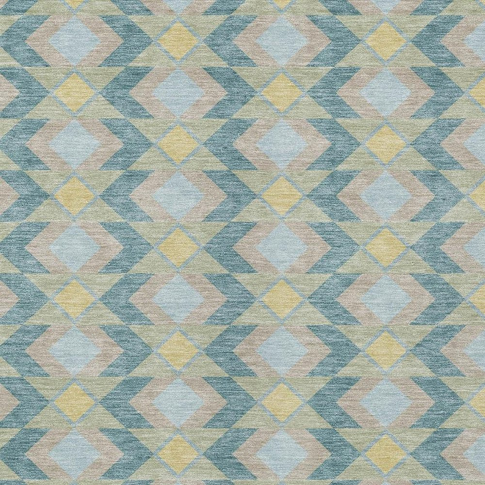 8' X 10' Teal Blue And Graphite Geometric Washable Indoor Outdoor Area Rug HomeRoots
