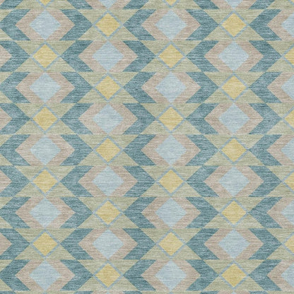 8' X 10' Teal Blue And Graphite Geometric Washable Indoor Outdoor Area Rug HomeRoots