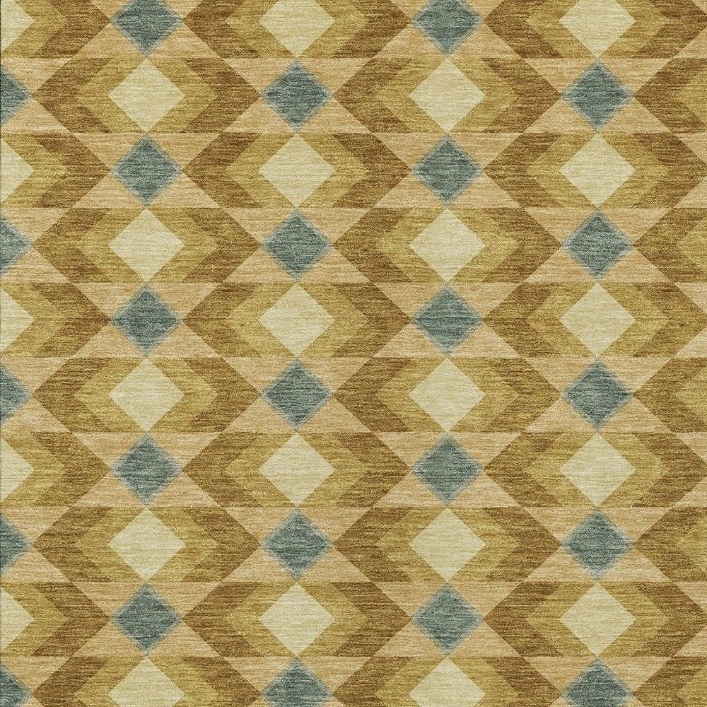 3' X 5' Walnut And Brown Geometric Washable Indoor Outdoor Area Rug HomeRoots