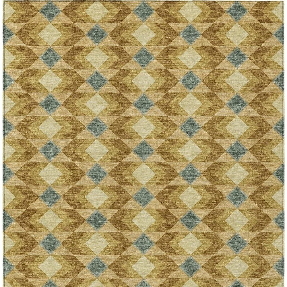 3' X 5' Walnut And Brown Geometric Washable Indoor Outdoor Area Rug HomeRoots