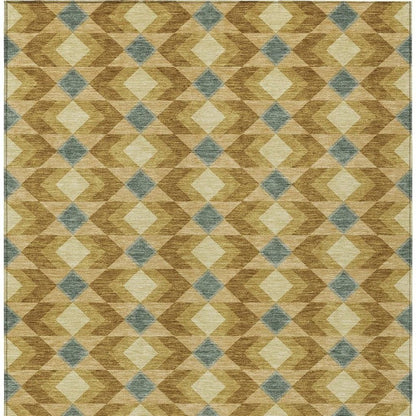 3' X 5' Walnut And Brown Geometric Washable Indoor Outdoor Area Rug HomeRoots