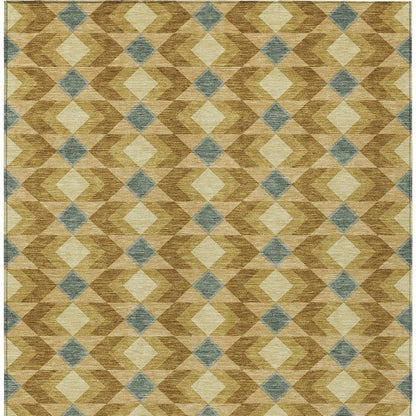 3' X 5' Walnut And Brown Geometric Washable Indoor Outdoor Area Rug HomeRoots