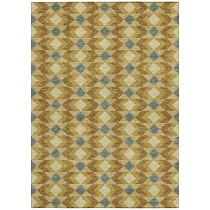 3' X 5' Walnut And Brown Geometric Washable Indoor Outdoor Area Rug HomeRoots