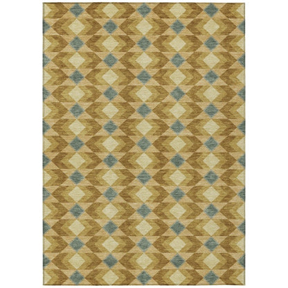3' X 5' Walnut And Brown Geometric Washable Indoor Outdoor Area Rug HomeRoots