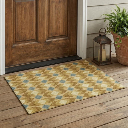 3' X 5' Walnut And Brown Geometric Washable Indoor Outdoor Area Rug HomeRoots