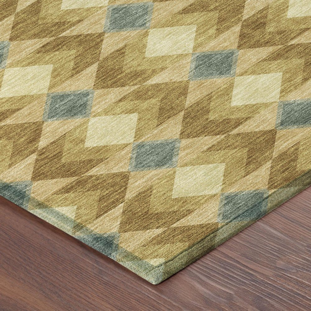 8' Walnut And Brown Round Geometric Washable Indoor Outdoor Area Rug — view 2