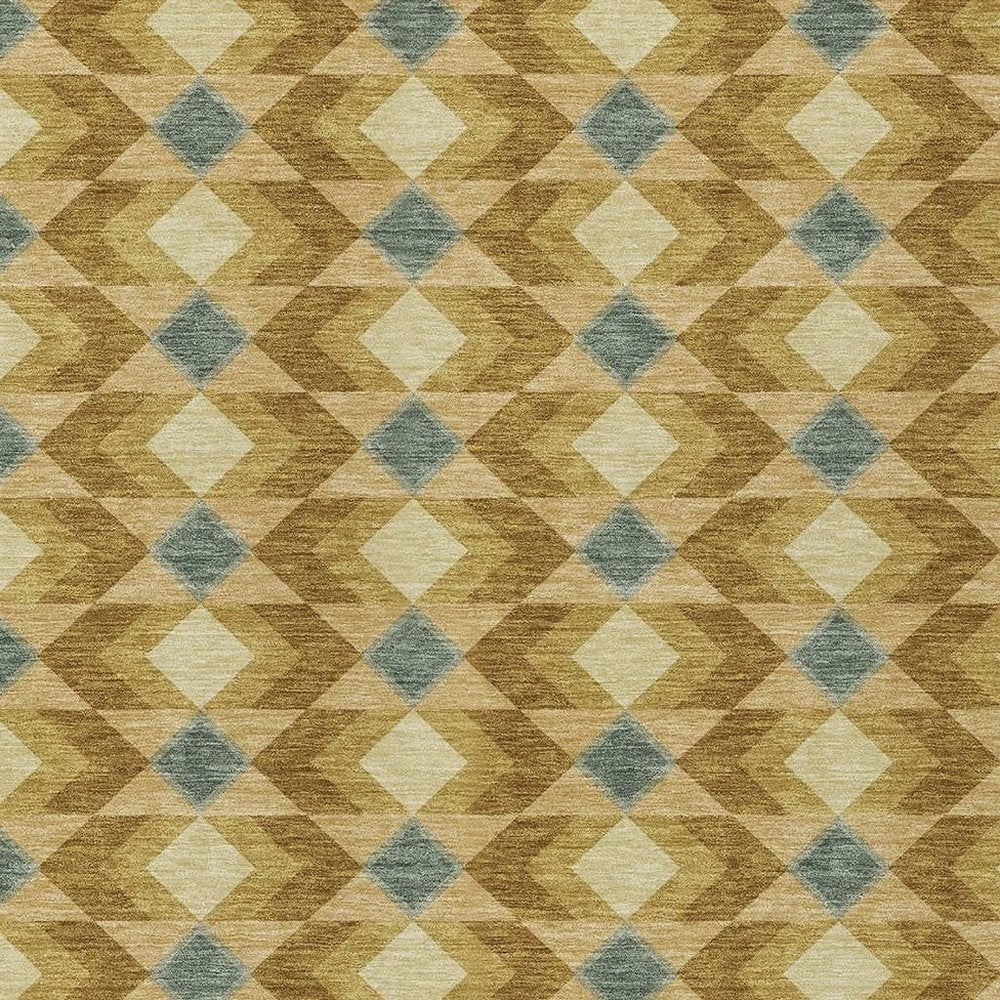 10' X 14' Walnut And Brown Geometric Washable Indoor Outdoor Area Rug — view 4