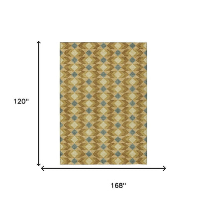 10' X 14' Walnut And Brown Geometric Washable Indoor Outdoor Area Rug HomeRoots