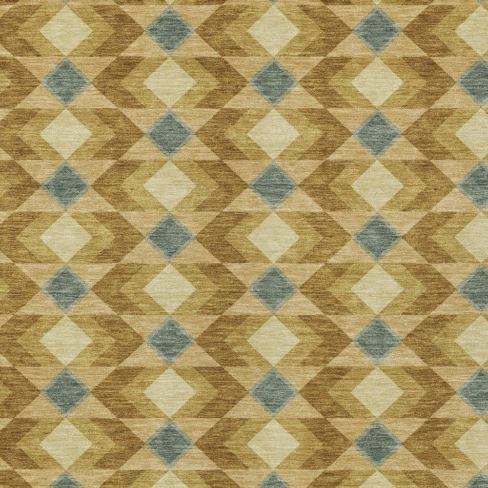 10' X 14' Walnut And Brown Geometric Washable Indoor Outdoor Area Rug — view 8