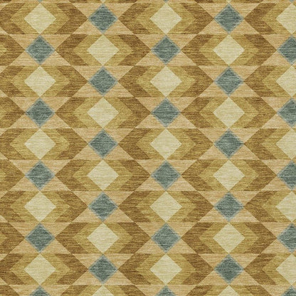 10' X 14' Walnut And Brown Geometric Washable Indoor Outdoor Area Rug HomeRoots