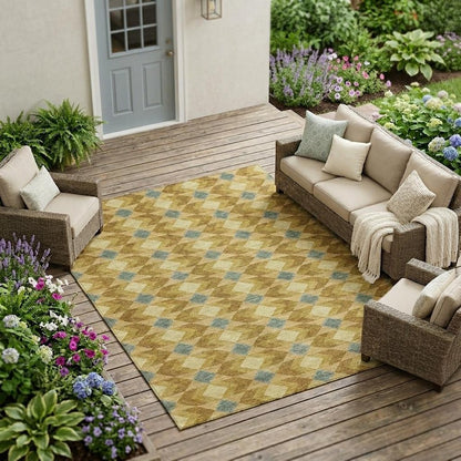 10' X 14' Walnut And Brown Geometric Washable Indoor Outdoor Area Rug HomeRoots