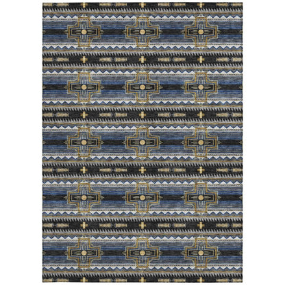 3' X 5' Black And Mauve Tribal Washable Indoor Outdoor Area Rug HomeRoots