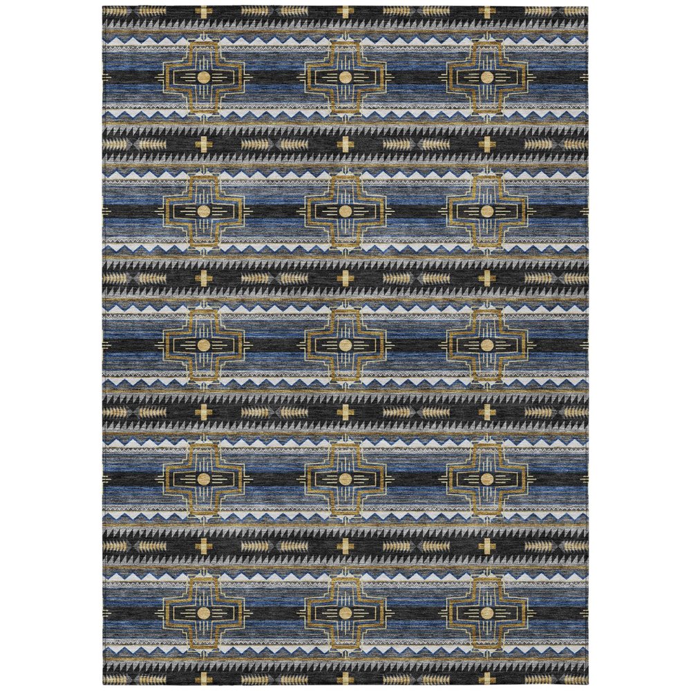 3' X 5' Black And Mauve Tribal Washable Indoor Outdoor Area Rug — view 2