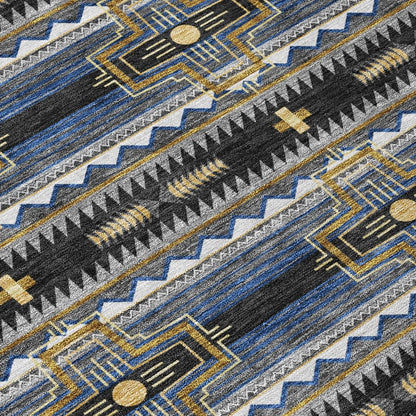3' X 5' Black And Mauve Tribal Washable Indoor Outdoor Area Rug HomeRoots