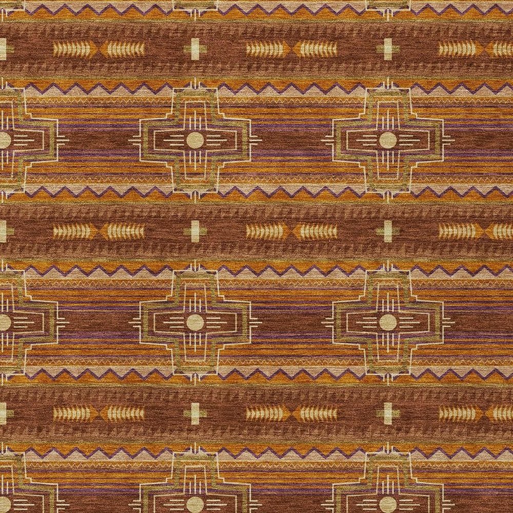 3' X 5' Red And Brown Tribal Washable Indoor Outdoor Area Rug — view 4
