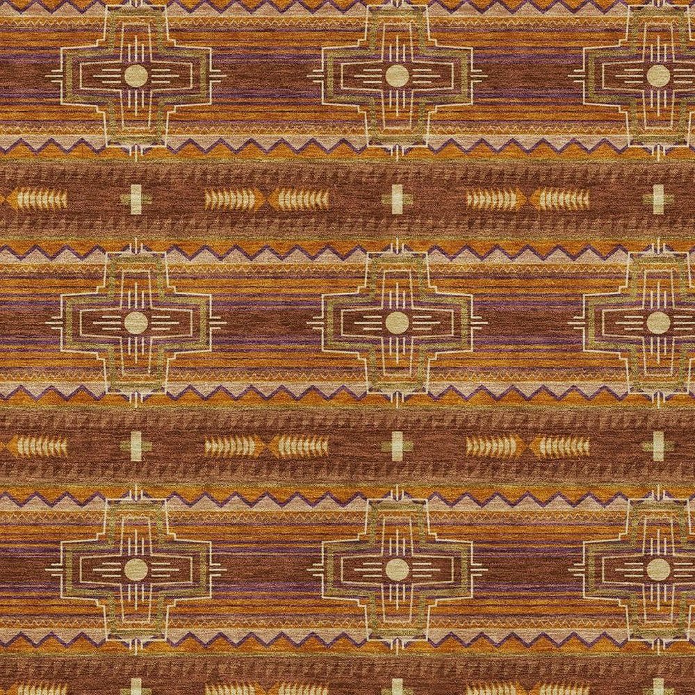 5' X 8' Red And Brown Tribal Washable Indoor Outdoor Area Rug HomeRoots