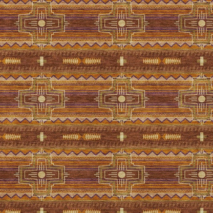 5' X 8' Red And Brown Tribal Washable Indoor Outdoor Area Rug HomeRoots