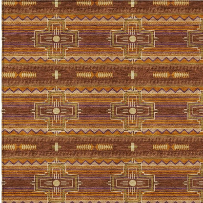 8' X 10' Red And Brown Tribal Washable Indoor Outdoor Area Rug HomeRoots