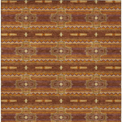 8' X 10' Red And Brown Tribal Washable Indoor Outdoor Area Rug HomeRoots