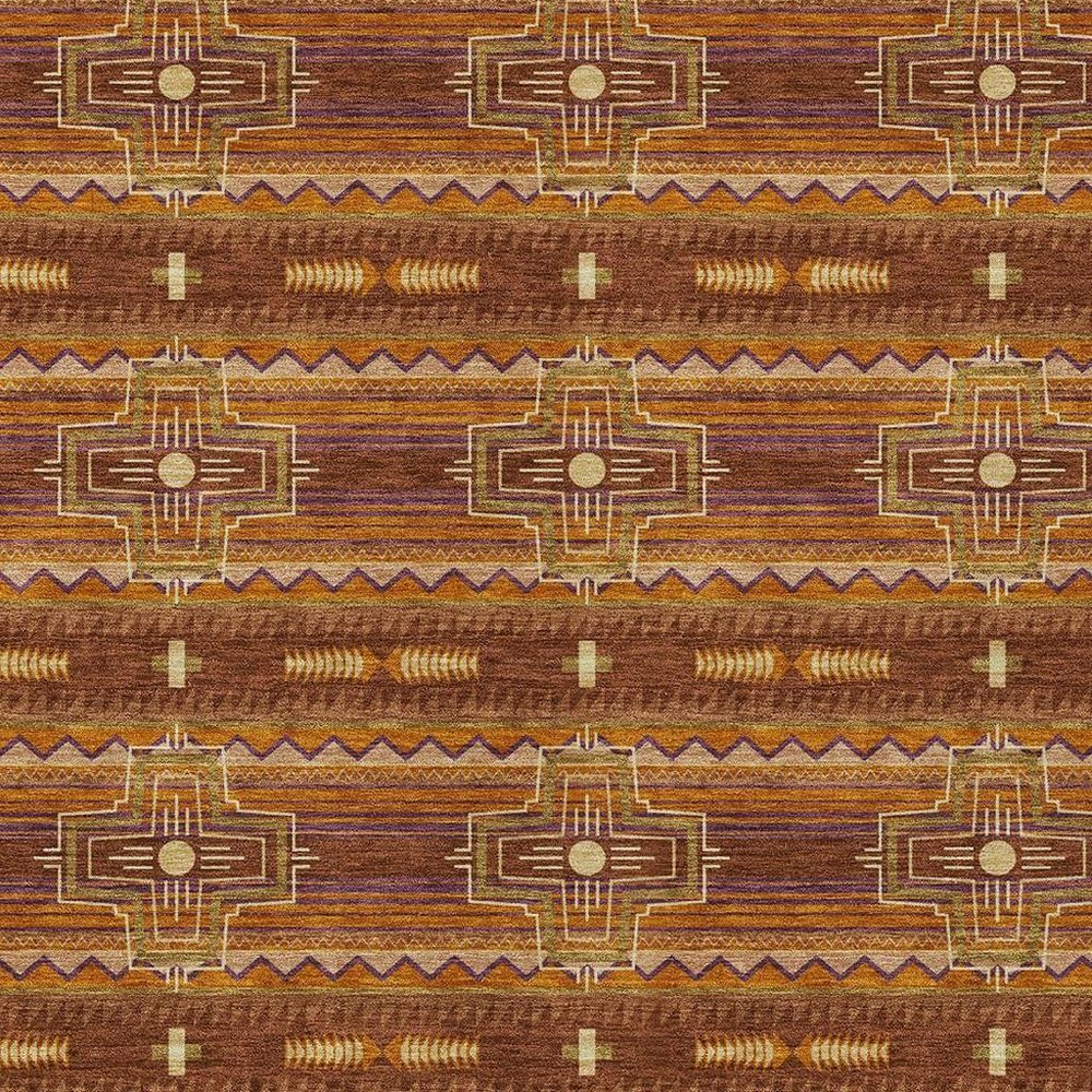 8' X 10' Red And Brown Tribal Washable Indoor Outdoor Area Rug — view 8