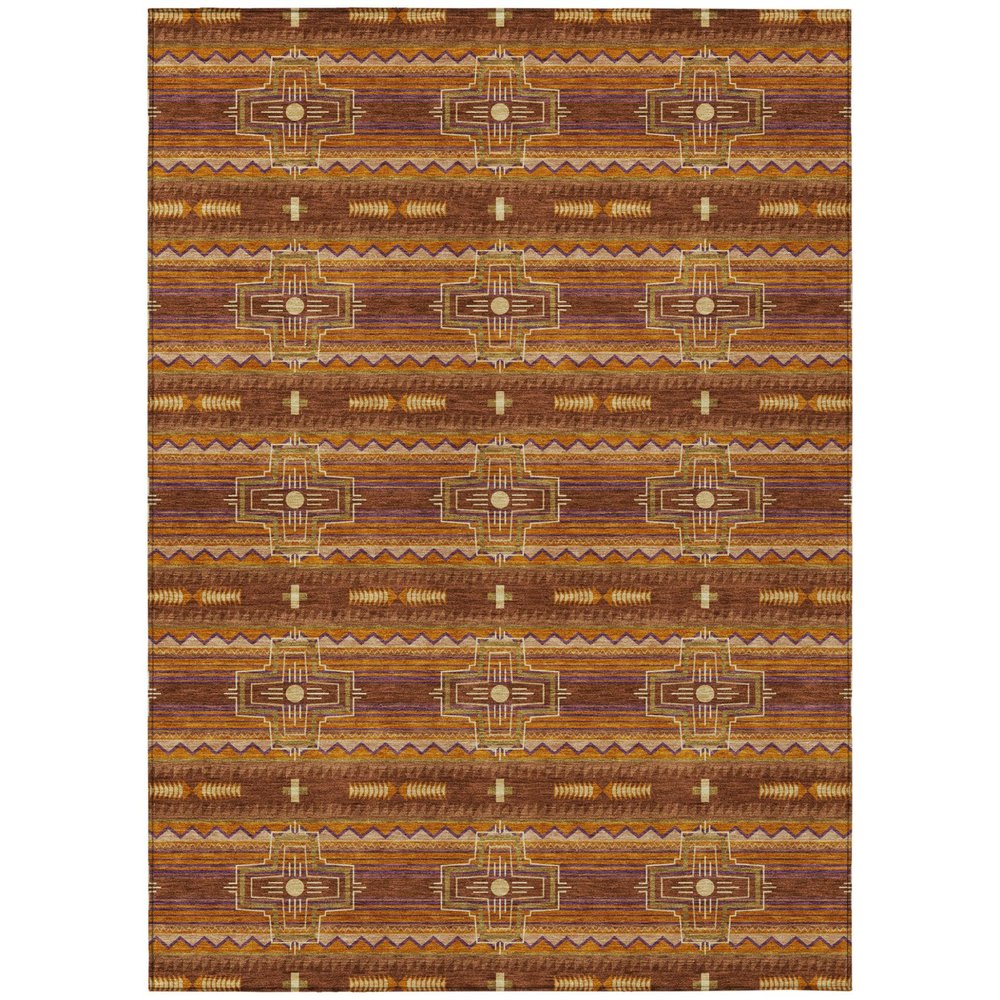8' X 10' Red And Brown Tribal Washable Indoor Outdoor Area Rug HomeRoots