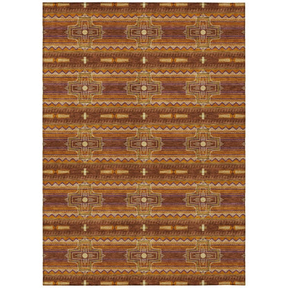 8' X 10' Red And Brown Tribal Washable Indoor Outdoor Area Rug HomeRoots