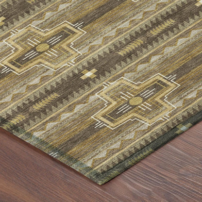 8' Chocolate And Brown Round Tribal Washable Indoor Outdoor Area Rug HomeRoots