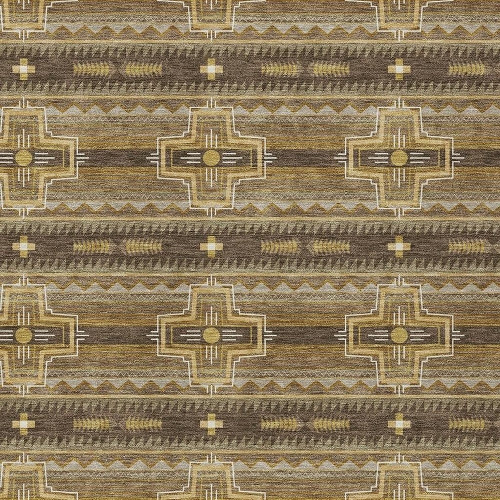 8' X 10' Chocolate And Brown Tribal Washable Indoor Outdoor Area Rug HomeRoots