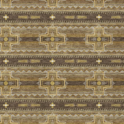 8' X 10' Chocolate And Brown Tribal Washable Indoor Outdoor Area Rug HomeRoots