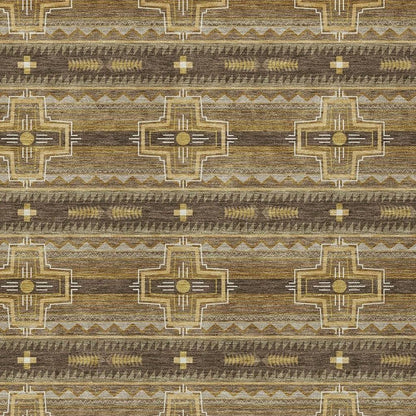 8' X 10' Chocolate And Brown Tribal Washable Indoor Outdoor Area Rug HomeRoots