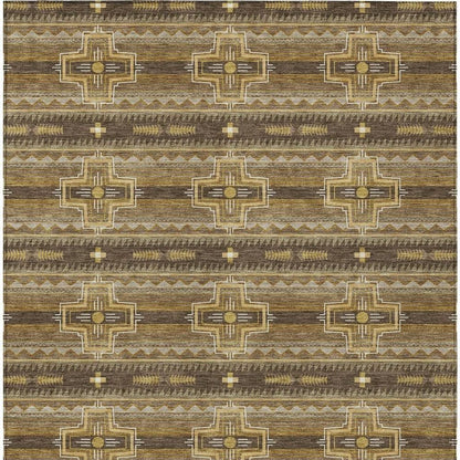 8' X 10' Chocolate And Brown Tribal Washable Indoor Outdoor Area Rug HomeRoots