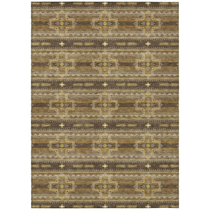 8' X 10' Chocolate And Brown Tribal Washable Indoor Outdoor Area Rug HomeRoots