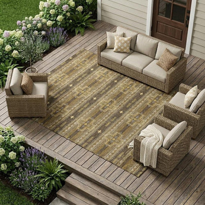 8' X 10' Chocolate And Brown Tribal Washable Indoor Outdoor Area Rug HomeRoots