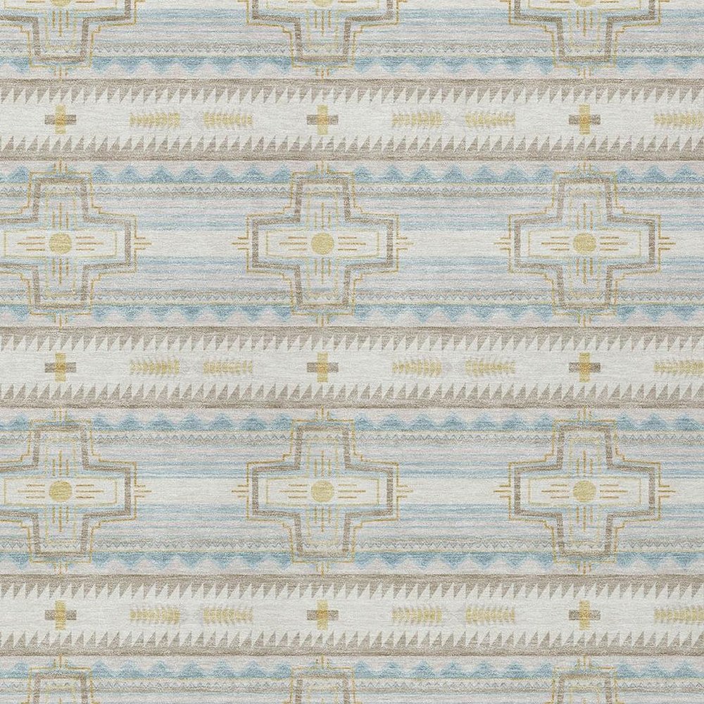 3' X 5' Ivory And Cream Tribal Washable Indoor Outdoor Area Rug HomeRoots