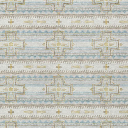 3' X 5' Ivory And Cream Tribal Washable Indoor Outdoor Area Rug HomeRoots