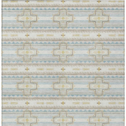 3' X 5' Ivory And Cream Tribal Washable Indoor Outdoor Area Rug HomeRoots