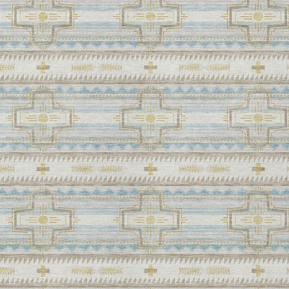 3' X 5' Ivory And Cream Tribal Washable Indoor Outdoor Area Rug