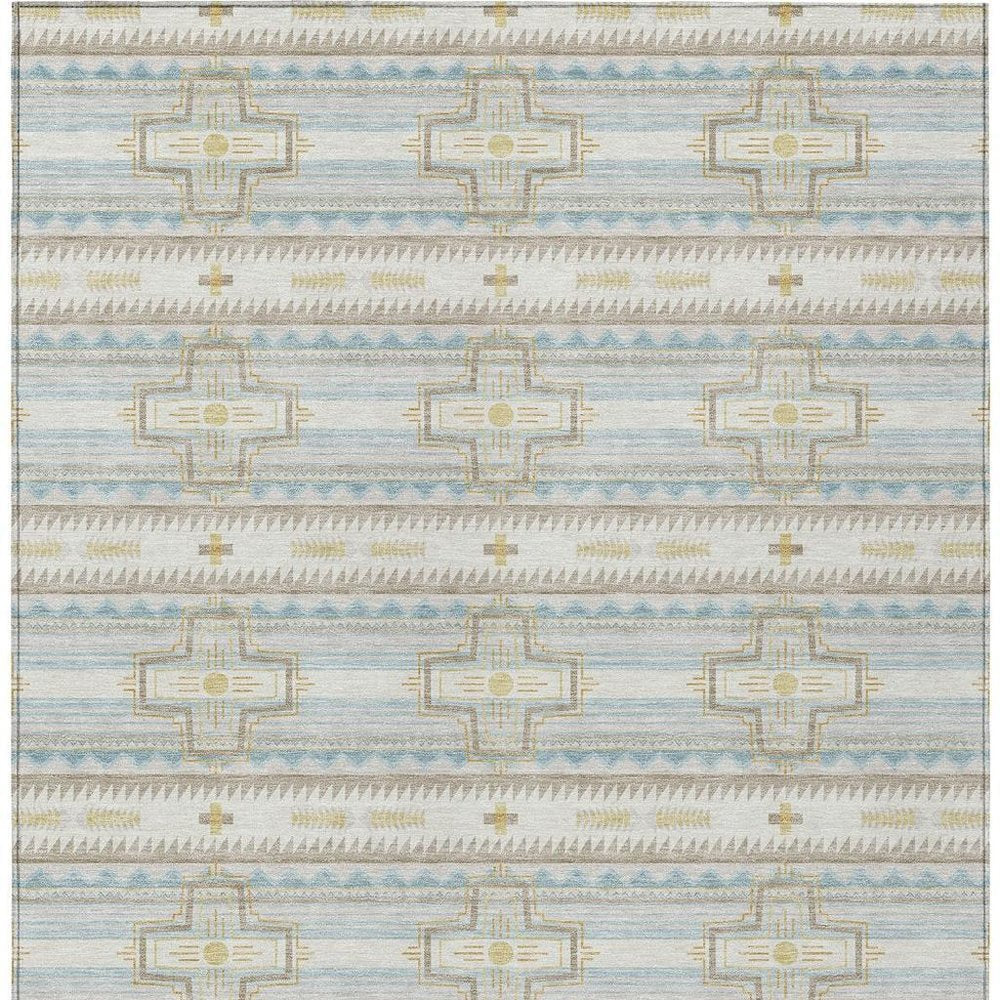 3' X 5' Ivory And Cream Tribal Washable Indoor Outdoor Area Rug HomeRoots