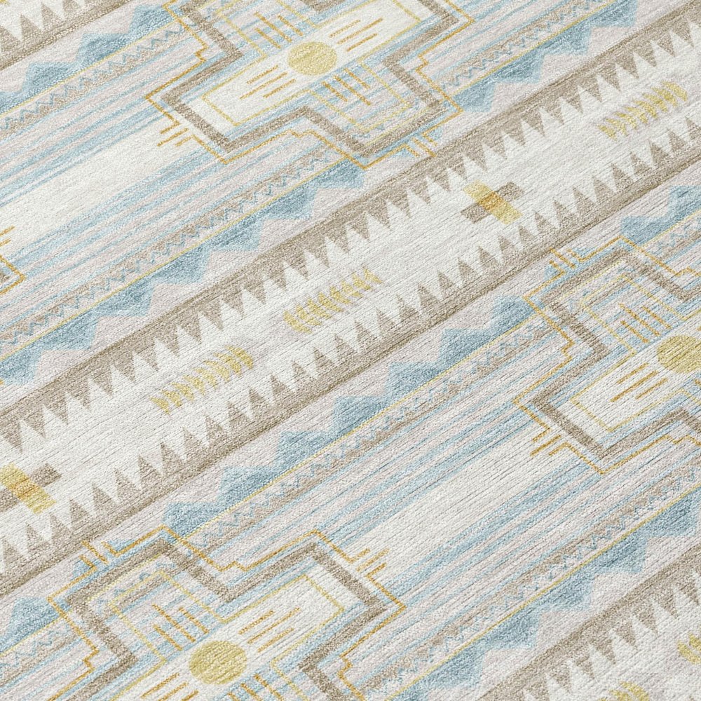 3' X 5' Ivory And Cream Tribal Washable Indoor Outdoor Area Rug — view 3