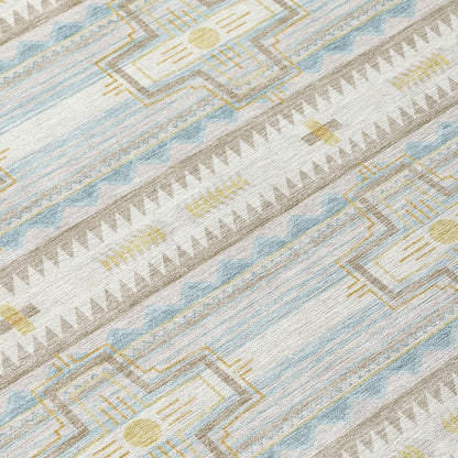 3' X 5' Ivory And Cream Tribal Washable Indoor Outdoor Area Rug HomeRoots