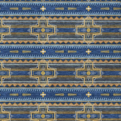 3' X 5' Navy Blue And Coral Tribal Washable Indoor Outdoor Area Rug HomeRoots